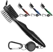 Yoport Golf Club Brush and Club Groove Cleaner 2 Ft Retractable Zip-line Aluminum Carabiner, Lightweight and Stylish, Ergonomic Design, Easily Attaches to Golf Bag