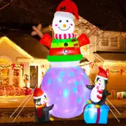 8FT Christmas Inflatables Outdoor Decorations Ugly Sweater Snowman Inflatable...