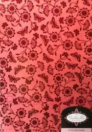 CRISTINA RE FLOCKED PAPER PAPILLON ROUGE A4 SIZE 5 PACK