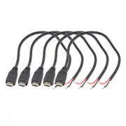 5pcs 30cm Micro USB Male Plug Cable 2 wires Power Pigtail Cable Cord DIY