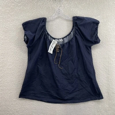 NEW NWT DEADSTOCK 90s Y2K Vintage Top 28 Plus Size Faux Denim Peasant Milkmaid