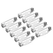 100Pcs Safety Bar Pins 20mm Brooch Clasp Pin Backs for ID Badges, Silver Tone