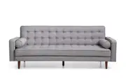 Three-Seater Button Tufted Grey Fabric Sofa Bed