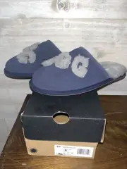 UGG Scuff Logo Sheepskin Suede Slippers Men - Dark Sapphire - US size 8 - NIB