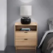 Prepac Nightstand 23.75"W 2-Drawer Stylish+Clean Design Engineered Wood Brown