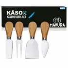 KÄSOX cheese knife set with wooden handle slicer fork shovel soft cheese knif...
