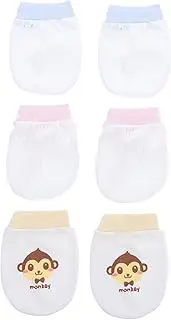[WOFASHPURET] 3 Pairs Baby Mittens No Scratch Mittens for Infant Soft Cotton Gloves Adjustable Cuff Protect Baby's Face and Skin from Scratching (0-12 Months) Random Style
