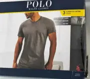 NIDB** 3 PACK POLO RALPH LAUREN CLASSIC FIT COTTON CREWS SMALL T-SHIRTS BLK,GRAY