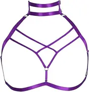 [PETM•HS] Body Harness Bra for Women Plus Size Exotic Novelty Strap Top Waist Cage Breast Hollow Out Belt Punk Goth Rave Clothing