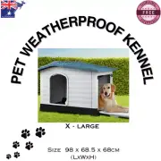 PET KENNEL OUTDOOR WATERPROOF PUPPY DOG CAT WEATHERPROOF X-LARGE SIZE BLUE