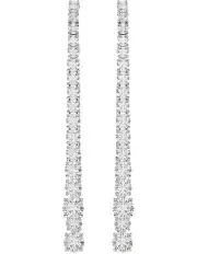 [Swarovski] Gradient Of Round Cuts Rhodium Plated Matrix Drop Earrings in White