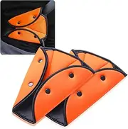 2 PCS Seat Belt Adjuster for Kids, Triangle Seatbelt Adjuster for Adult Children, Car Safety Cover Strap Pad Harness Auto Shoulder Neck Strap Adjuster (Orange)