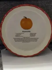 Ceramic Pumpkin Pie Plate with Recipe Print New In Box