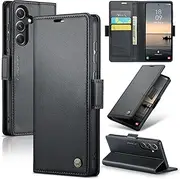 SAMSUNG Galaxy S23 FE Wallet Case - RFID Protected with Card Holder and Magnetic Clasp - Kickstand & Leather Folio Design for Galaxy S23 FE - Black