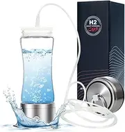 2-in-1 Hydrogen Water Generator Ionizer Machine Portable Molecular Hydrogen Water Bottle 3 Minutes Hydrogen Concentration Up to 2100 PPB Anti-Oxidation and Anti-Aging Hydrogen 380 Ml