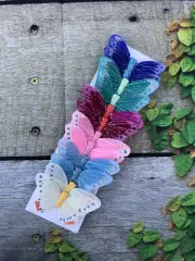 12 Feather Rainbow Pastel Monarch Butterflies 3inch, Artificial Butterfly #3744