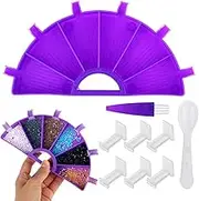 cobee Diamond Painting Tray Kit, 6 Grids Diamond Painting Accessories Tray Organizer with Multiple Stopper Dividers for 5D Diamond Embroidery Nail Art Cross Stitch Tools Bead Sorting Storage(Purple)