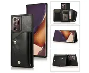 Case for Samsung Galaxy Note20, Leather Wallet Case With Card Pockets Back Flip Shockproof Cover Case-Black