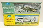 GUILLOWS 2X LOT P-51D MUSTANG + DHC-1 CHIPMUNK NEW FLYING BALSA WOOD MODELS