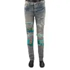 AMIRI Quilted Artpatch Skinny Jeans Trousers With Patchwork Appliqué Indigo Blue