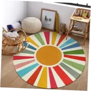 Round Boho Rug 6 Ft Washable Round Area Rug for Playroom, Sunshine Circle Rug
