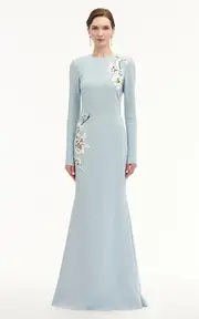 [Oscar de la Renta] Embroidered Cady Gown