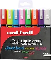 Uni-Ball PWE-5M Assorted colors Liquid Chalk Marker, Multicolor, (8 Pieces)