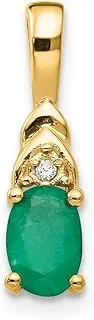 [Diamond2Deal] Women's 0.41ct Oval Cut Emerald Cut and Diamond Accent Pendant 14k Yellow Gold