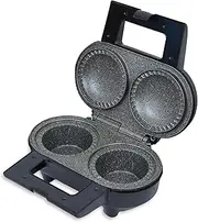 Schallen Pie Maker, 1000W Non-Stick Deep Fill, Double Twin, Traditional, Silver with Marble Coated Plates