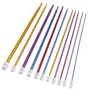 11pcs 10.6" Multicolour Aluminum TUNISIAN AFGHAN Crochet Hook Knit Needles2420