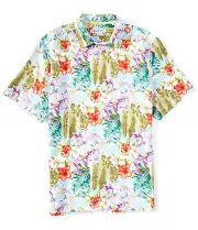 $135 Tommy Bahama Men's, 100% Silk Bahama Botanics Camp Shirt, Graceful Sea, S