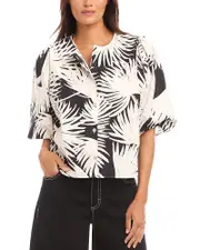 Karen Kane Palm Print Puff Sleeve Shirt