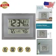 Contemporary Atomic Wall Clock with Wireless Temperature Sensor & Multi-Timezone