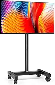 Mobile TV Floor Stand for 13-50 inch LCD LED Flat/Curved Panel Screen TVs up to 77 lbs, Height Adjustable TV Stand Mount with VESA 200x200, Portable TV Stand with Tilt Function AX1007TBM