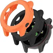 【2 Pack】 TPU Case Cover for Garmin Forerunner 955/955 Solar (No Screen Protector), Anti-Scratch Protective Cover, Watch Cases Accessories for Garmin, Smartwatch Accessories - Black and Yellow