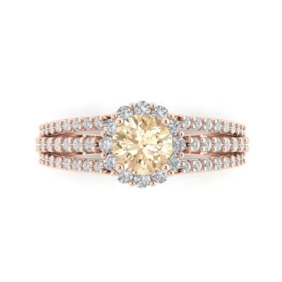 1.76Ct Round Cut Natural Morganite Gold Halo Engagement Promise Bridal Ring
