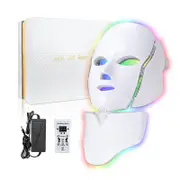 Catzon Blue Red Light Therapy Mask 7 Colors LED with Neck Mask Meter Anti-Aging