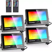 4 Pack 25W RGB LED Flood Light 250W Equiv. Color Changing Floodlights, Warm Whit