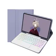 Bluetooth Keyboard Leather Case For Ipad 9.7 2018 & 2017 / Pro 9.7 / Air 2 With Touch Pad & Backlight Purple Keyboards