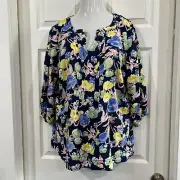 Talbots Tunic Top Shirt Blouse Popover Plus Size 1X Colorful Floral