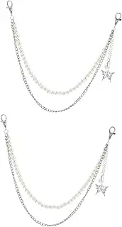 [VALICLUD] Waist Chain Bag Chain Pendant Pearl Body Chain Female Trouser Chain Trendy Decor Chain Strap for Purse Fashion Belt Stylish Trouser Chain Sliver Chain Imitation Pearls