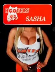 Hooters Uniform Sasha Name Tag Pin Back Dress Up Role Play Halloween Costume