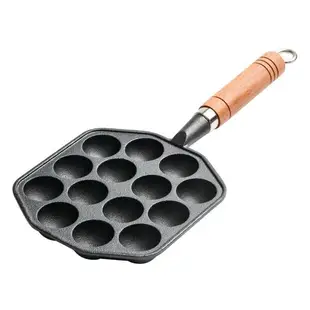 上新：送工具 章魚小丸子機 鑄鐵家用 無塗層不粘煎蛋鍋燒鵪鶉蛋模具蝦扯烤盤工具