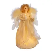 Kurt Adler UL 10-Light Angel Christmas Treetop Figurine with Fabric Hair, 12-...