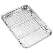 Baking Sheet with Wire Rack, Cookie Sheet Baking Pan Toaster Oven Tray with C...