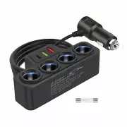 7-in-1 4-Socket Car Cigarette Lighter Splitter USB Fast Charger Power Adapter