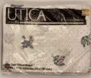 Utica JP Stevens Twin Fitted Sheet No Iron Percale Olde World Floral NOS Vtg 80s