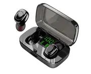 Fingerprintable Touch Bluetooth Earphone 5.0 Wireless In-Ear LED Digital Display-Black