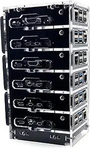 C4Labs Zebra Bramble Case – Raspberry Pi 5 4B & 3B+ (6 Stack, Black Ice)