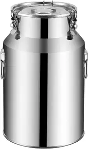 Pbb 14L Food Grade Stainless Steel Milk Bucket - Sealed Lid, Liquid Storage and Transport Can for Milk/Wine, Portable Tote Jug[PB]